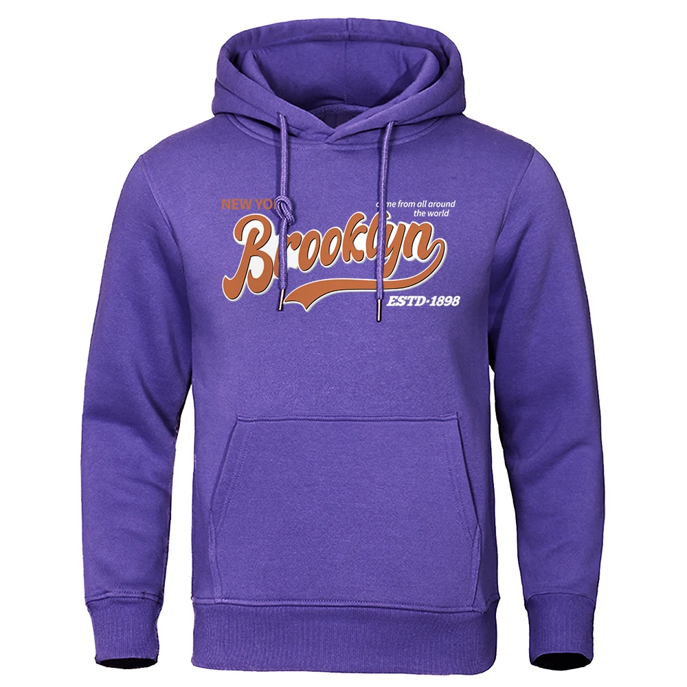 Brooklyn New York Estd 1898 Hip Hop Print Sweatshirt Man Autumn Fleece Streetwear Soft Loose Hoodie Street Crewneck Hoody Female