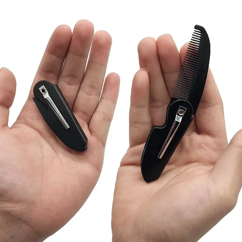 1 Pc Folding Pocket Clip Hair Mustache Beard Comb for Men