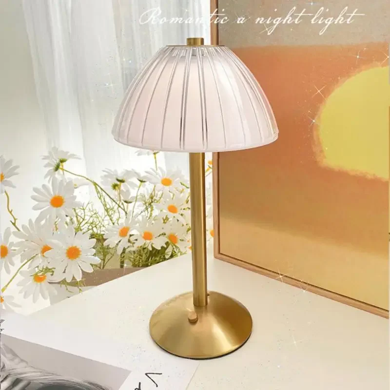 

Nordic Crystal Rechargeable Table Lamp LED Bar Lamp Touch Dimmable Golden Desk Lamp Living Room Bedroom Hotel Lamp Bedside Lamp