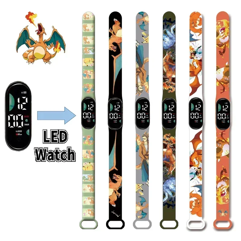 

Pokemon Strap LED Electronic Watch Fashion Colorful Bracelet Touch Waterproof Anime Character Pikachu Children's Watchs