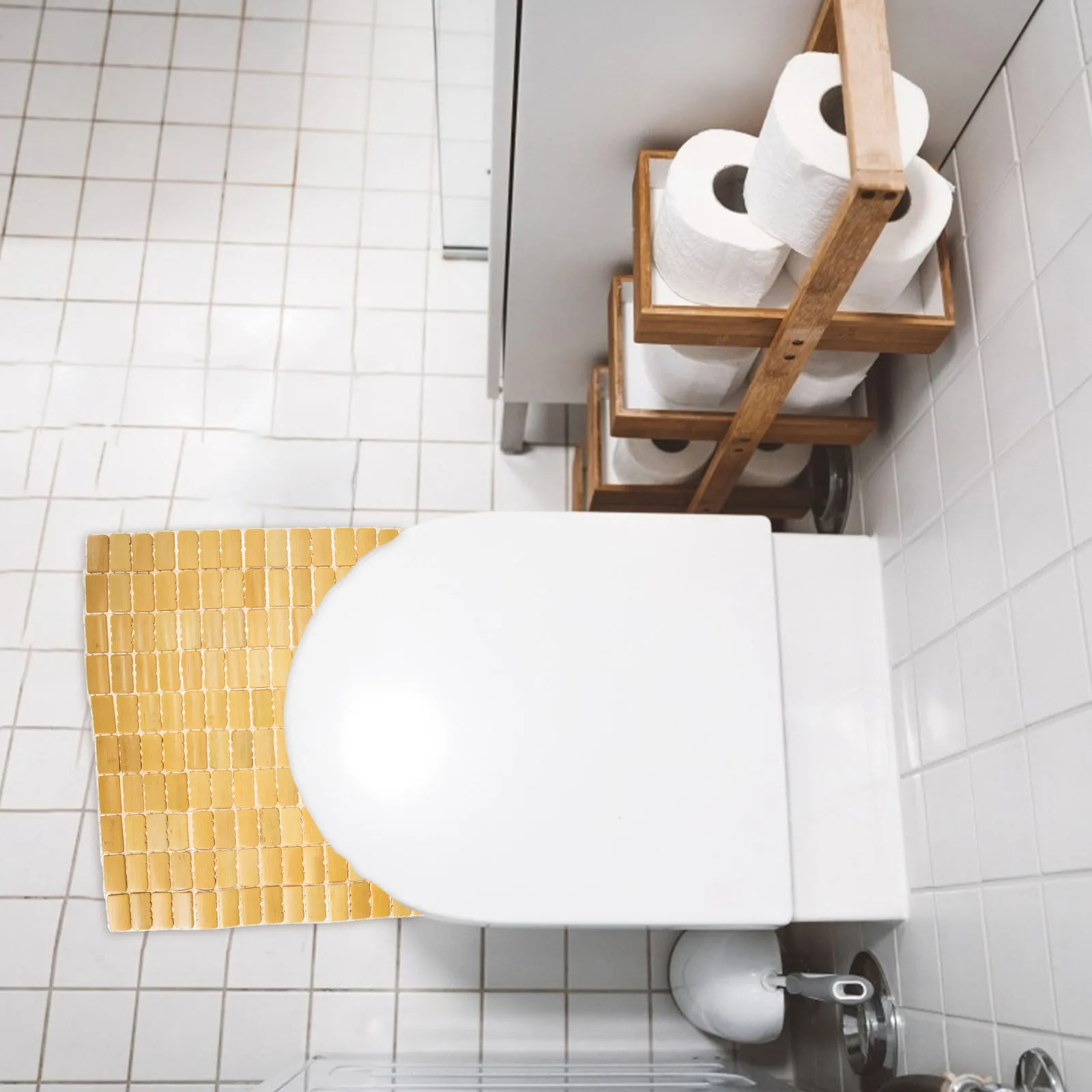 

Anti-Skid Floor Mat Bamboo Woven Cushion Non-Slip Foot Pad For Bathroom Shower Decorative Style Door Entry Mat