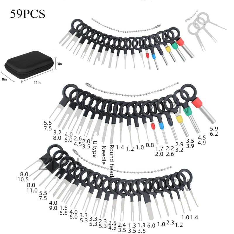 41/59pcs Car Terminal Removal Tool Wire Plug Connector Extractor Puller Release Pin Extractor for Car Terminal Plug Repair Tool