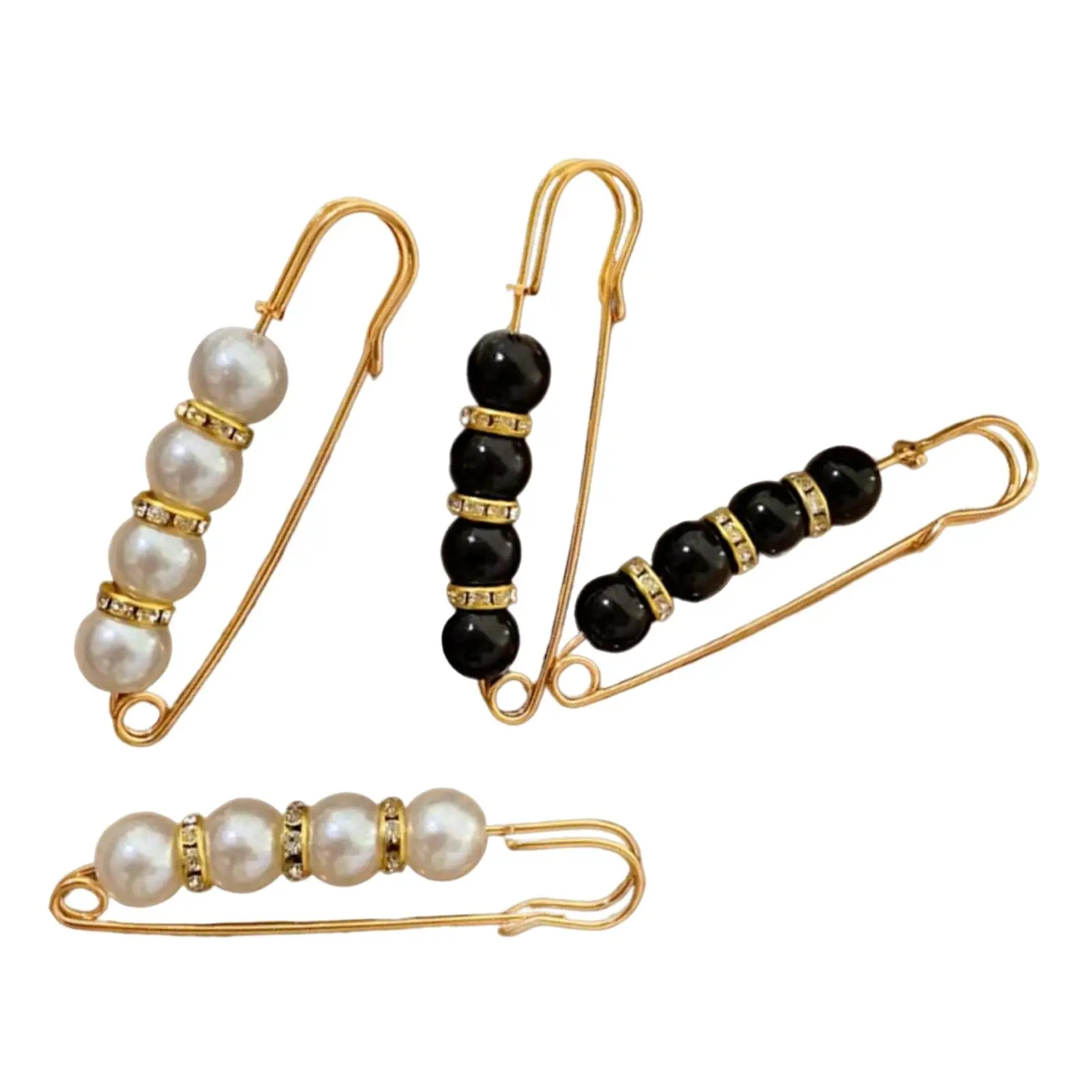 2-6pack 4Pcs Women Pearl Brooch Adjust Waist Pins for Sweater