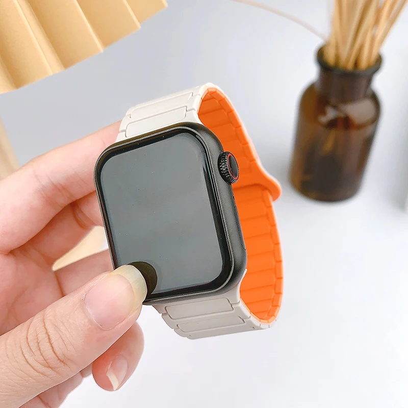 Correa magnética para Apple Watch, correas de silicona de 46mm, 44mm, 45mm, 40mm, 42mm y 41mm, serie IWatch 11, 10, SE, 9, 8, 7, 6, 5, 4, 3