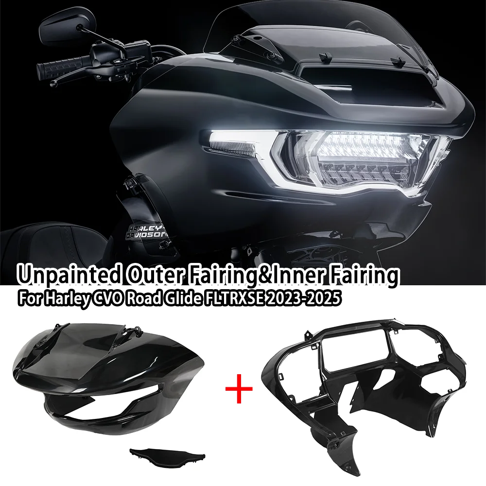 

Motorcycle Parts Black ABS Black Unpainted Outer Fairing&Inner Fairing Set Fit For Harley CVO Road Glide FLTRXSE 2023-2025