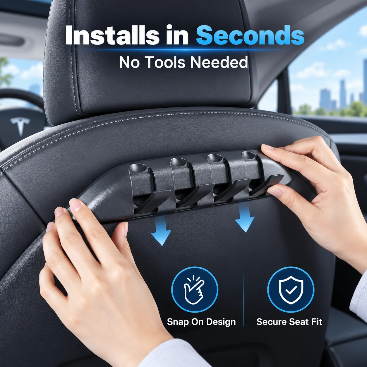Suitable for Model 3/Y, Special Rear Seat Hook, Seat Back Storage Rack, 4-Hole Foldable Hidden Clothes Hook, Car Interior Modification Accessories, Stable and Non-Shaking