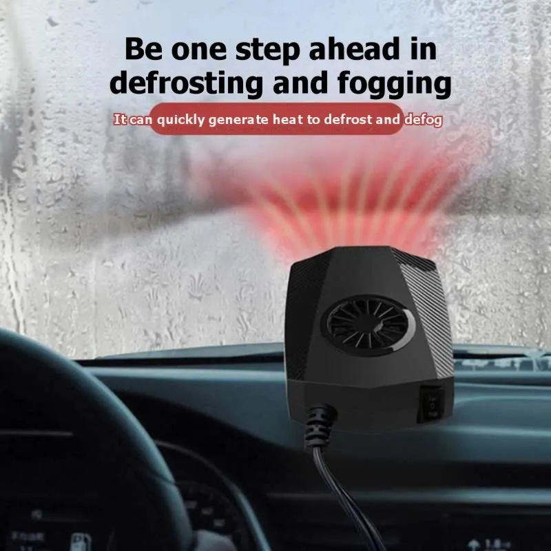 ABBP-12V Dual-Mode Car Heater And Defroster - Black ABS Portable Vehicle Heating And Defogging Device