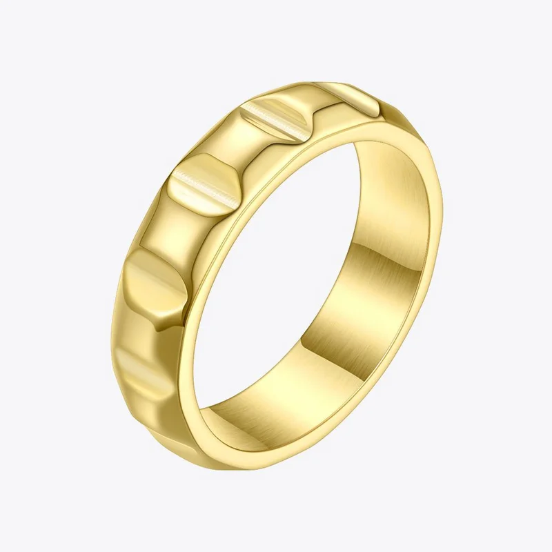 

ENFASHION Punk Pyramid Ring For Women's Stainless Steel 18K Plated Gold Finger Ring Minimalist Simple Fashion Jewelry R194020