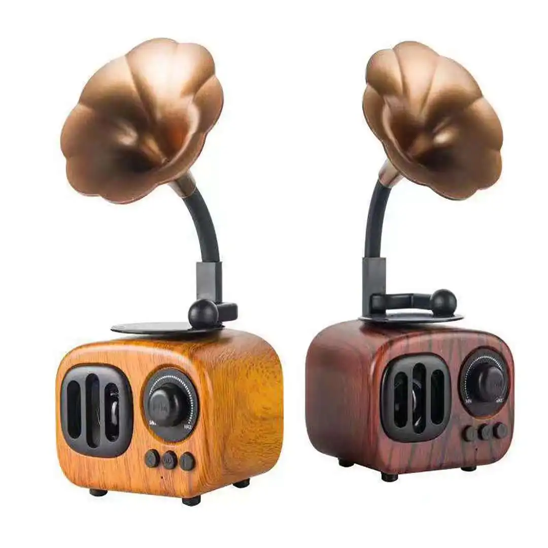 

Mini Gramophone Retro Wireless Speaker Home Decoration Built-in Bluetooth, FM Radio & USB , Aux-in ,TF Small Gift
