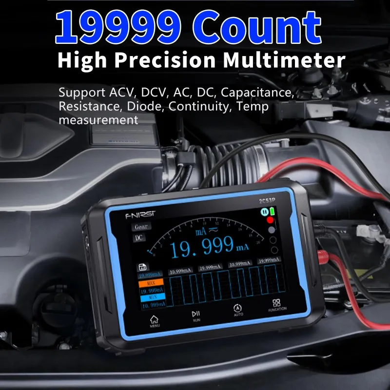 2C53P 50MHz デジタルオシロスコープ、250MSa/s デュアルチャンネル 4.3 インチスクリーン 3-in-1 マルチメーター & 信号発生器 TFT ディスプレイ