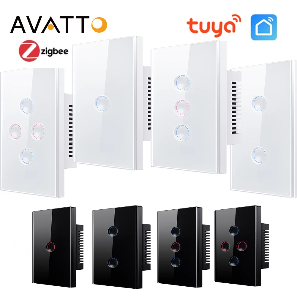 

AVATTO Tuya ZigBee Wall Touch Smart Light Switch Groove Design Smart Life APP Remote Control Voice Control Alexa Google Home