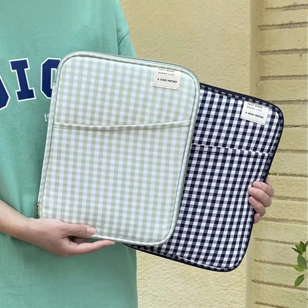 

Portable Ins Grid Laptop Bag 11 Inch 13 Inch Tablet Sleeve Bag Cute Kawaii Girl Computer Bag File Package