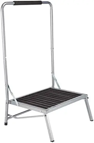 Extra Wide Folding Step Stool with Foam-Grip Handle  Non-Slip Surface, Lightweight Steel Frame, Adds 8" Height