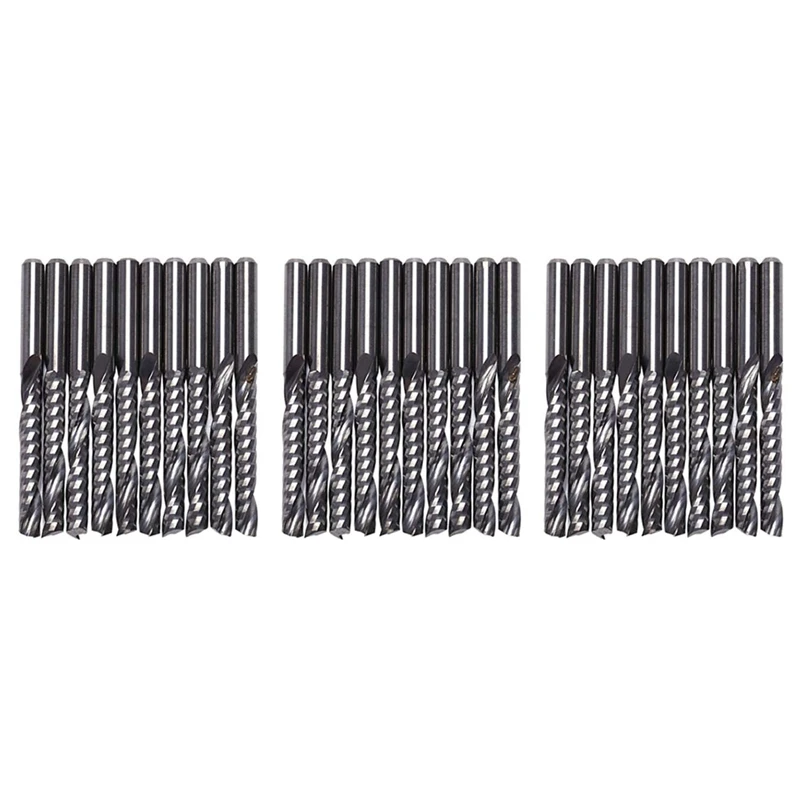 

30Pcs Cnc Router Bits 3.175 X 22Mm Single Flute Spiral Carbide Cnc Router Bits Milling Cutter
