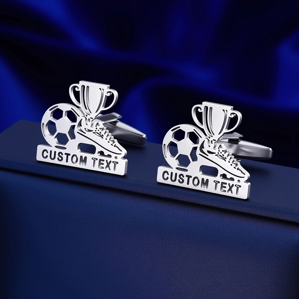 

Customized Name Men's Football Championship Cufflinks Customized Suit Shirt Stainless Steel Buttons Sports Jewelry Gifts