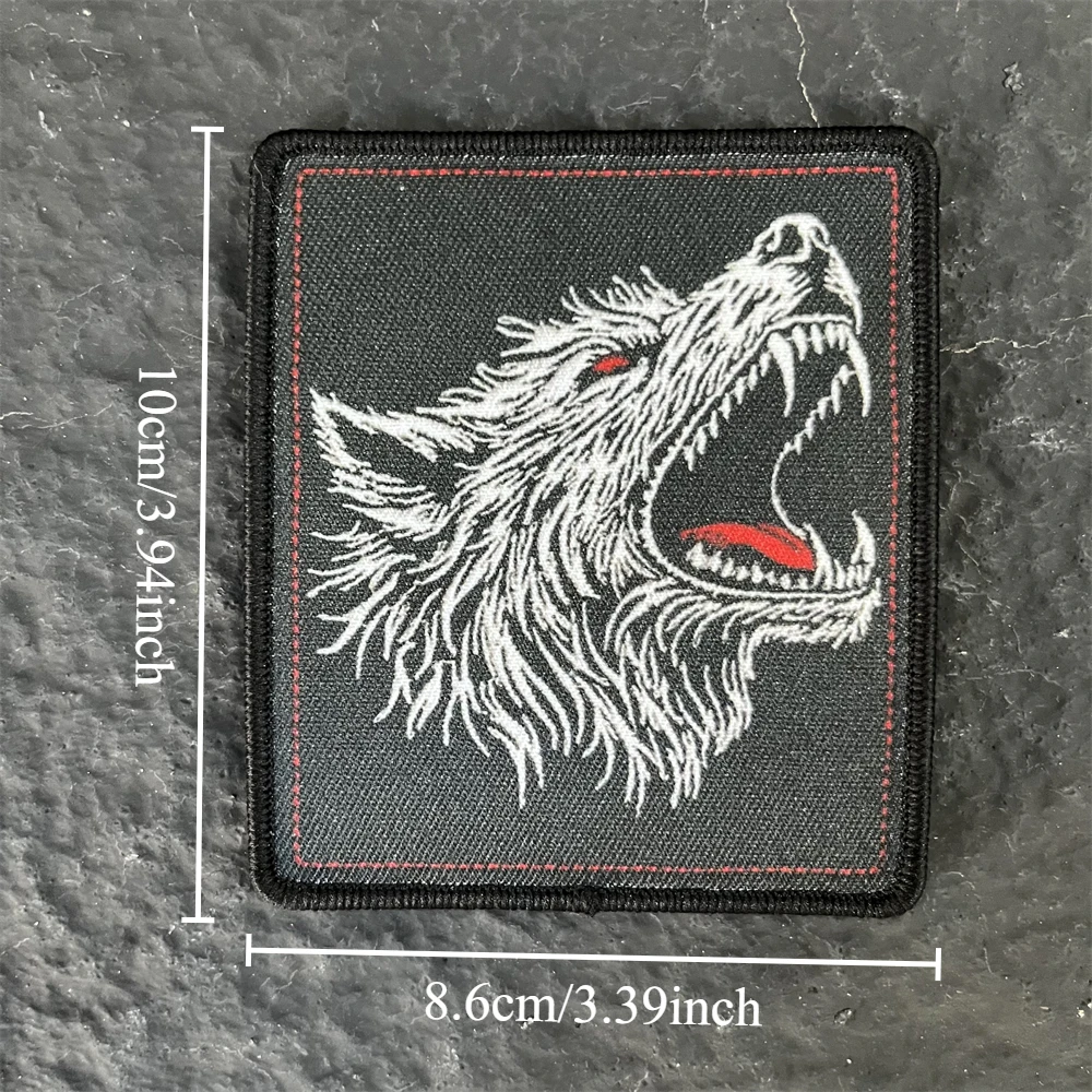 Howling Wolf Morale Tactical Patch Military Army Backpack Sticker Printed Hook and Loop Patches for Clothing