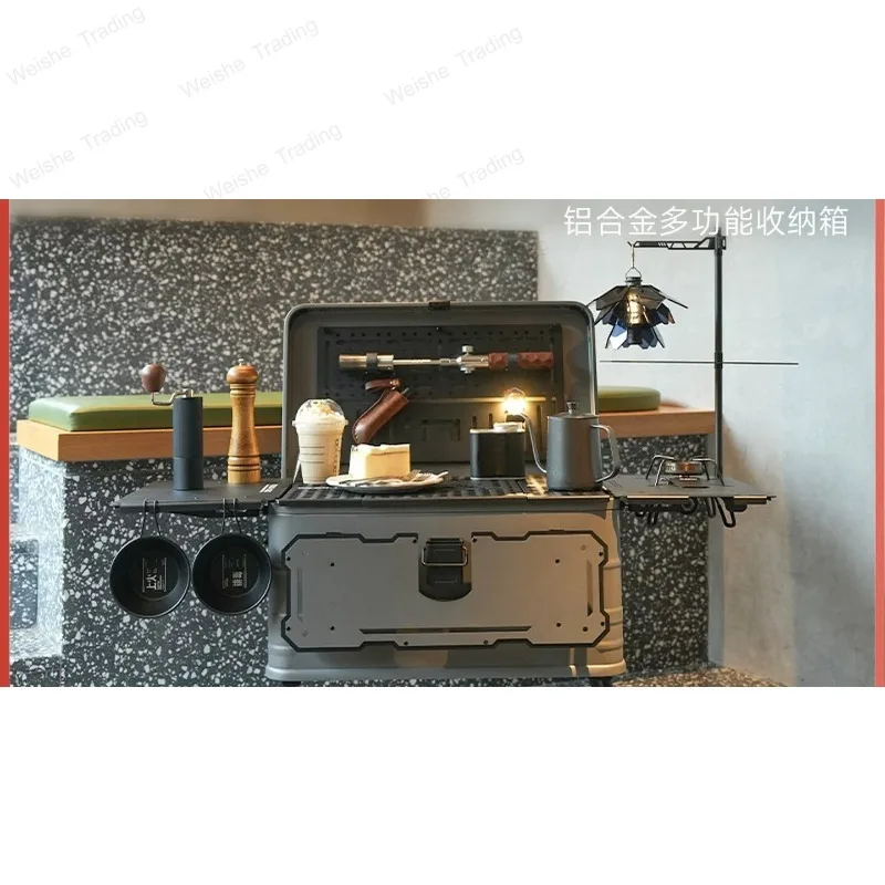 

Outdoor aluminum-magnesium alloy storage box modified box camping large capacity finishing box with tripod