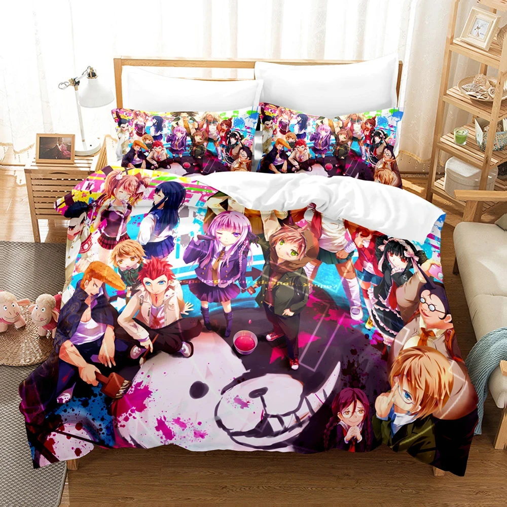 Anime Danganronpa Bedding Set,Duvet Cover Comforter Bed Set Quilt Cover Pillowcase,King Queen Twin Size Boys Girls Adults