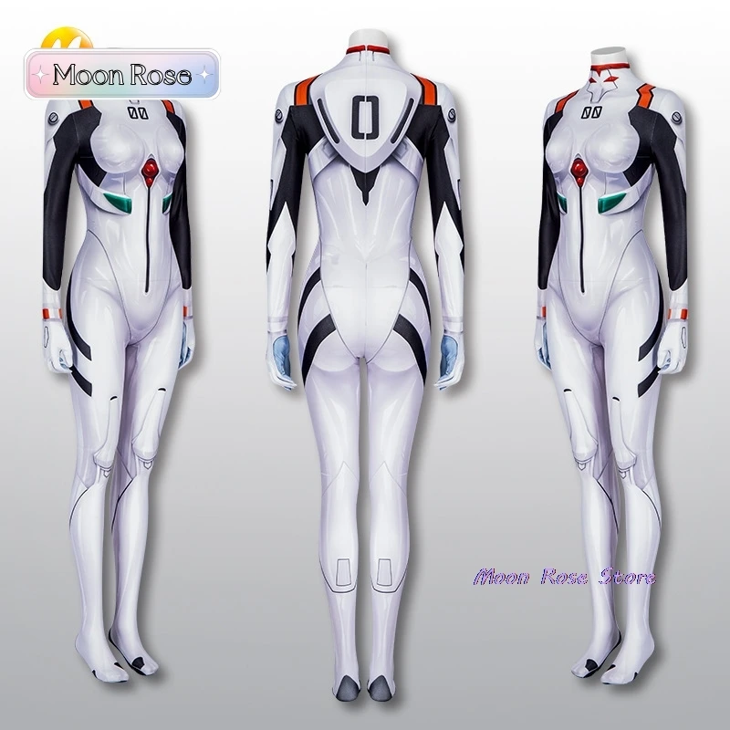 Rei Ayanami Cosplay Costume White Bodysuit Jumpsuit Halloween Party Cosplay Zentai Catsuit