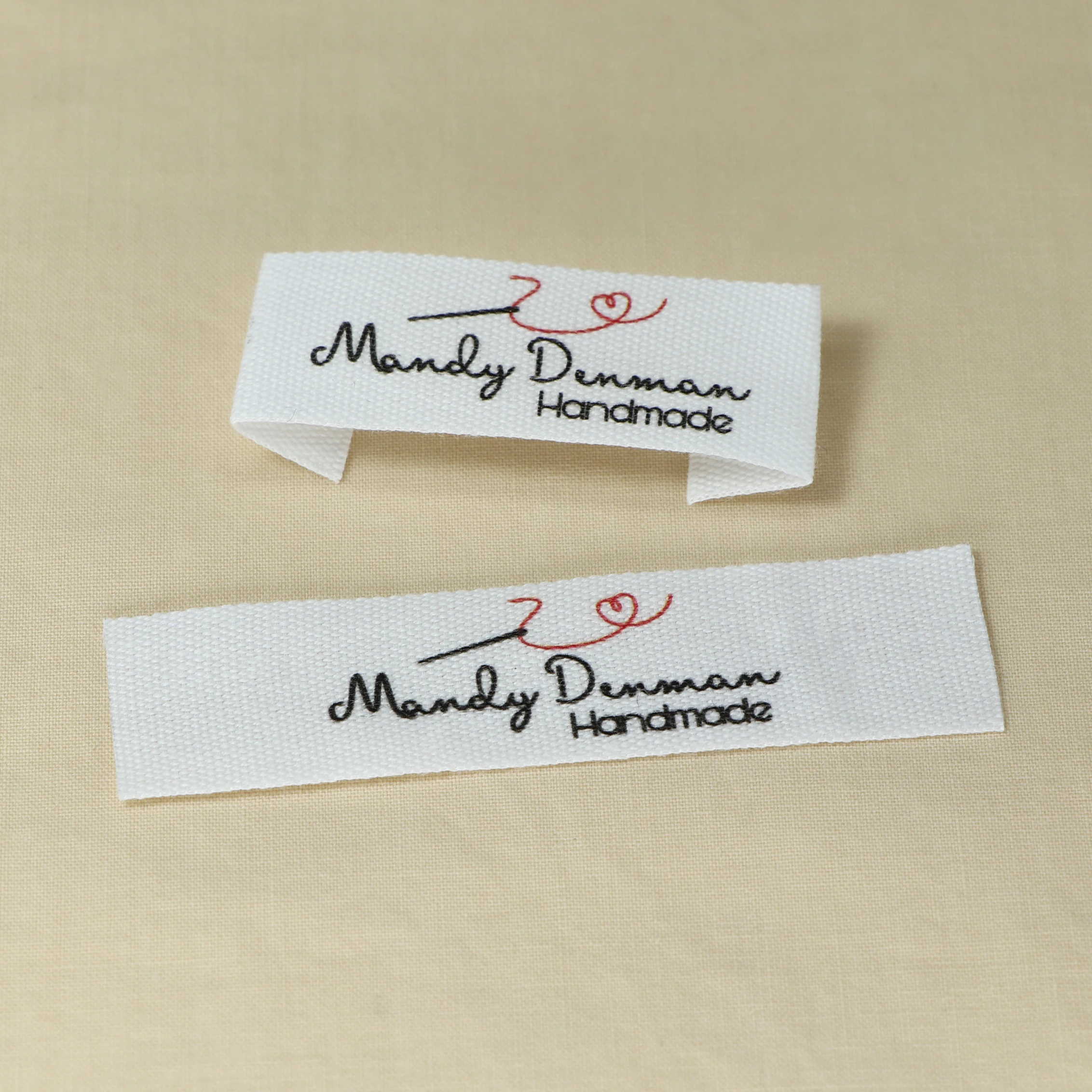 Custom Clothing Labels - Personalized Brand , Organic Cotton Ribbon Labels , Logo or Text,  Sewing Labels (FR179)