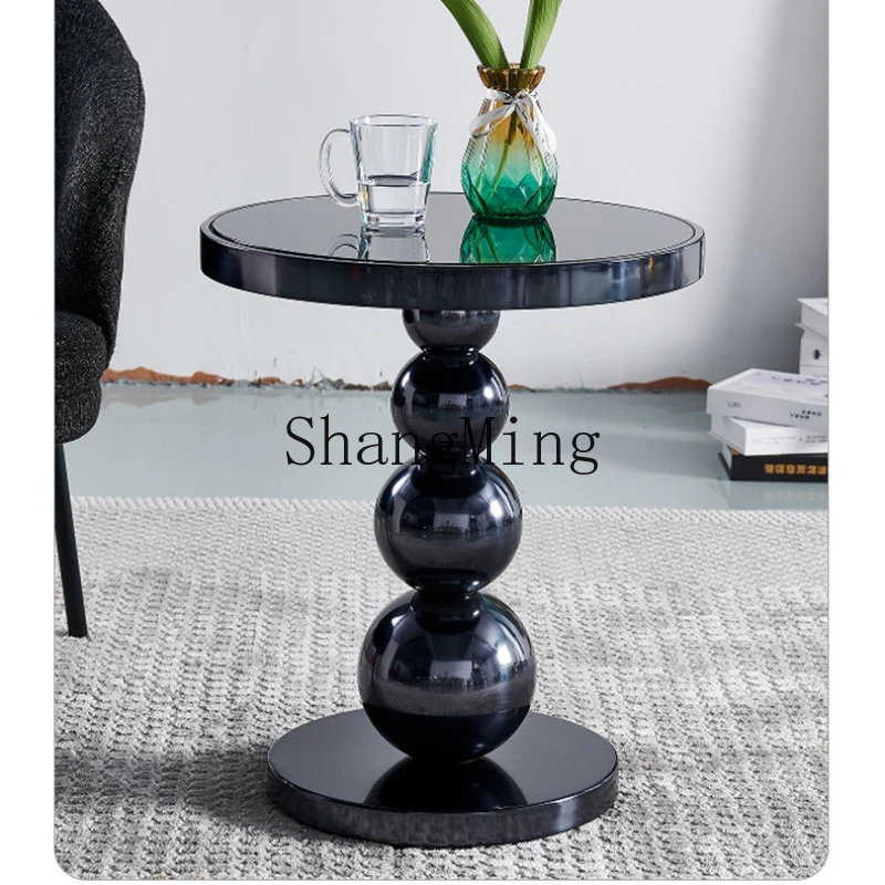 FG good-looking  retro round sofa side table solid wood small round table coffee table bedside shelf