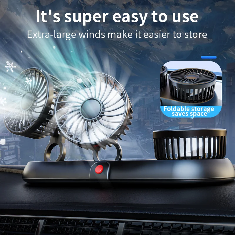 3-Head 5V USB Car Fan with 3 Adjustable Speeds Cooling Auto Cooler Air Ventilation System with Wind Regulation Car Accessories view 2