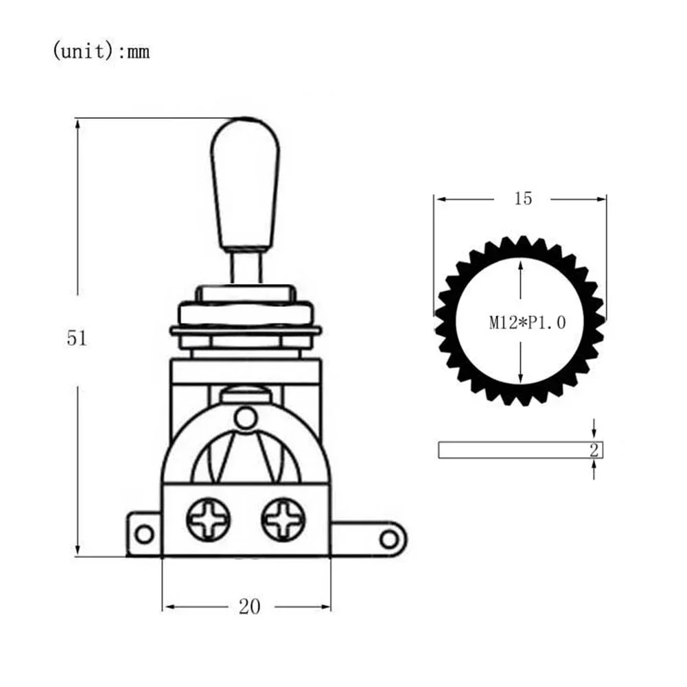 Seletor de interruptor de guitarra de 3 vias, botão de alternância, ponta colorida, conversão de tom, shifter de engrenagem, peças de cabeça de