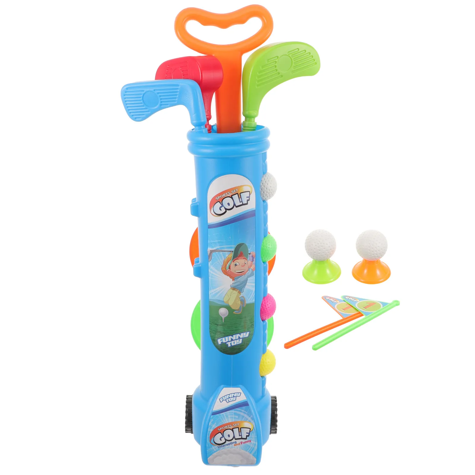 

1Set Kids Golf Set Educational Outdoor Plastic Golf Clubs Soft Balls Interactive Lightweight Cartoon Appearance Child Exercise