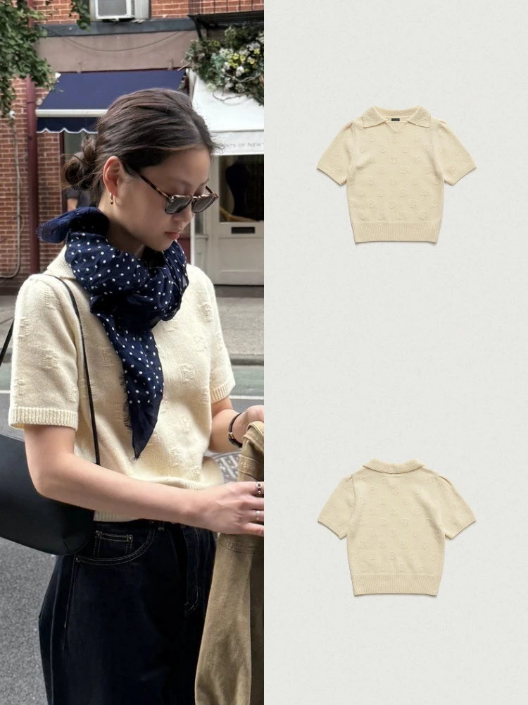 

Soft Sle Women's ort Sve Knitted Sweater with Collar Retro Vintage Gentle Top for Autumn Dongda Gate Eight Milk Home