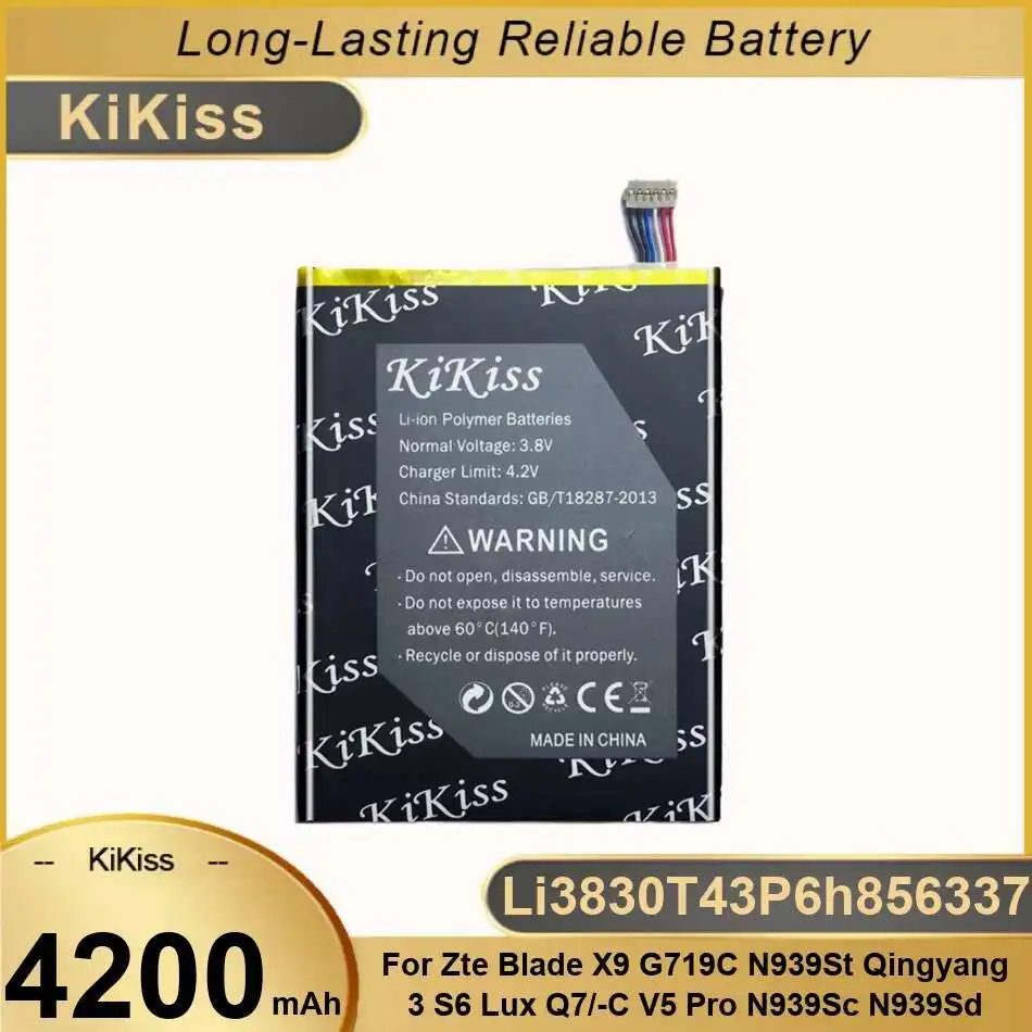 

Mobile Phone Battery Li3830t43p6h856337 4200Mah For Zte Blade X9 G719C N939st Qingyang 3 S6 Lux Q7 -C V5 Pro N939SC N939SD