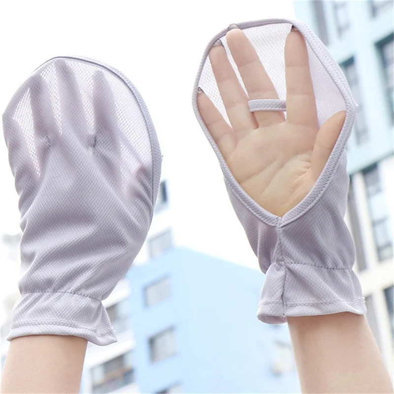 Driving Sun Protection Gloves Women\'s Outdoor Cycling UV Resistant Short Gloves Breathable Fabric Anti-slip Horseshoe Sleeves