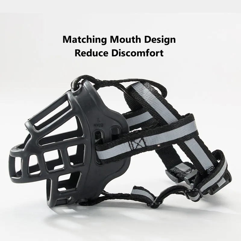 Outdoor Dog Muzzle Reflective Stripe Anti-biting Breathable Mouth Mask for Medium Large Dog Accessories Safe Pet Supplies