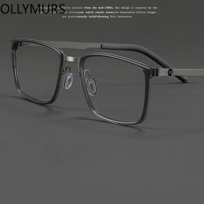 

OLLYMURS Ultralight Rectangle Eyeglasses TR90 Frame Titnaium TempleOptical Prescription Glasses Frame Men Screwless Eyewear 2713
