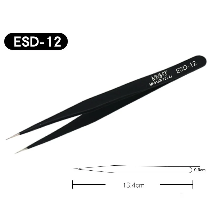 Stainless Fiber Tips High Precision Anti-Static Precision Tweezers Professional Repair Tools for Repair Soldering Craft Tools
