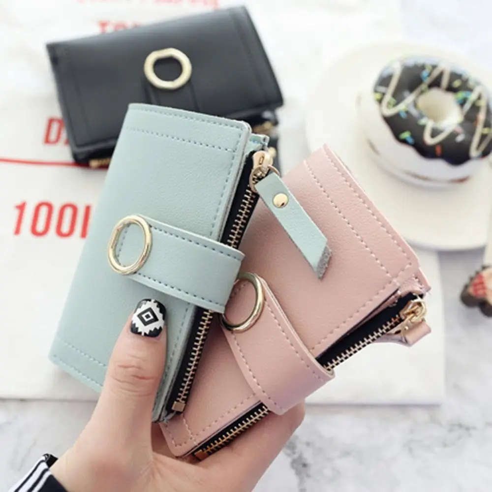 Fashion PU Leather Women Wallet Large Capacity Multiple Card Slots Short Purses Lightweight Zipper Card Holder For Girls Women's