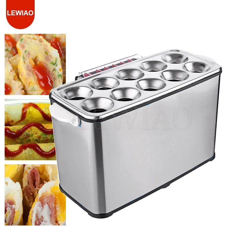 

10 Tubes Commercial Baked Egg Sausage Maker Hot Dogs Baking Machine Automatic Breakfast Eggs Roll Maker Omelette Master