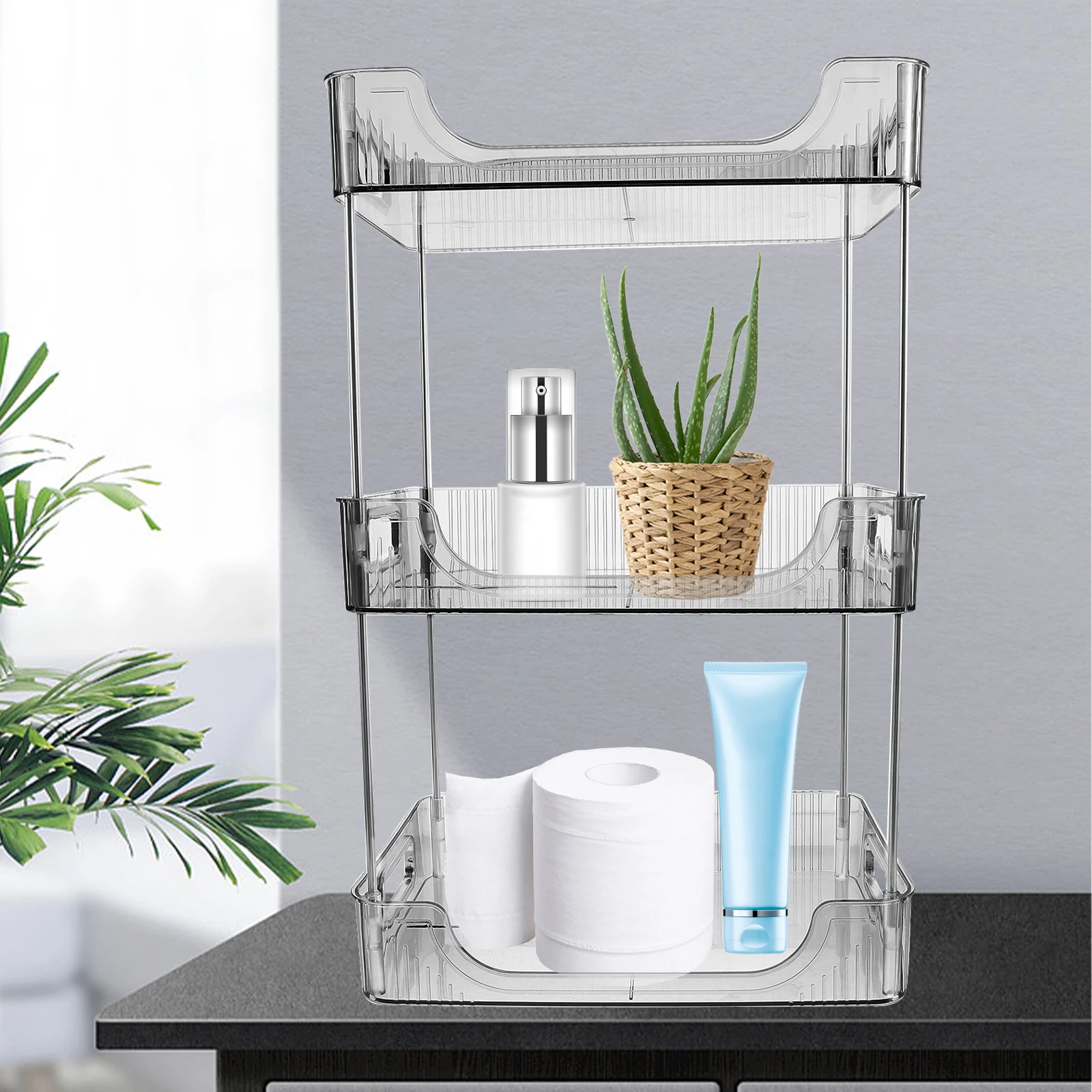 

3 Layers Storage Rack Shelves Bathroom Counter Kitchen Office Desk Carbon Steel Tiered ganizer Pantry Shelf Space Saving Multi