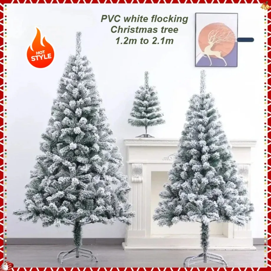 

Artificial Christmas Tree PVC White Snowflake Plush Christmas Tree 0.9m to 2.1m Christmas Family Atmosphere Party Decorations