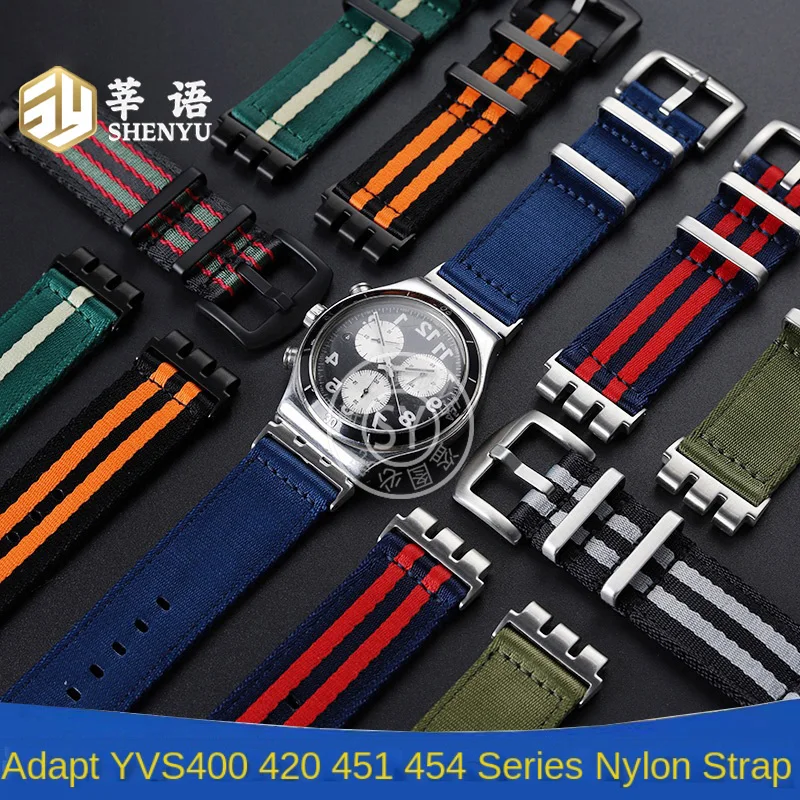 حزام ساعة نايلون متين من Shenyu ، سوار بديل سوار ساعة ، عالي الجودة ، سواتش YVS420 ، YVS454 ، YVS451 ، سلسلة YVS400