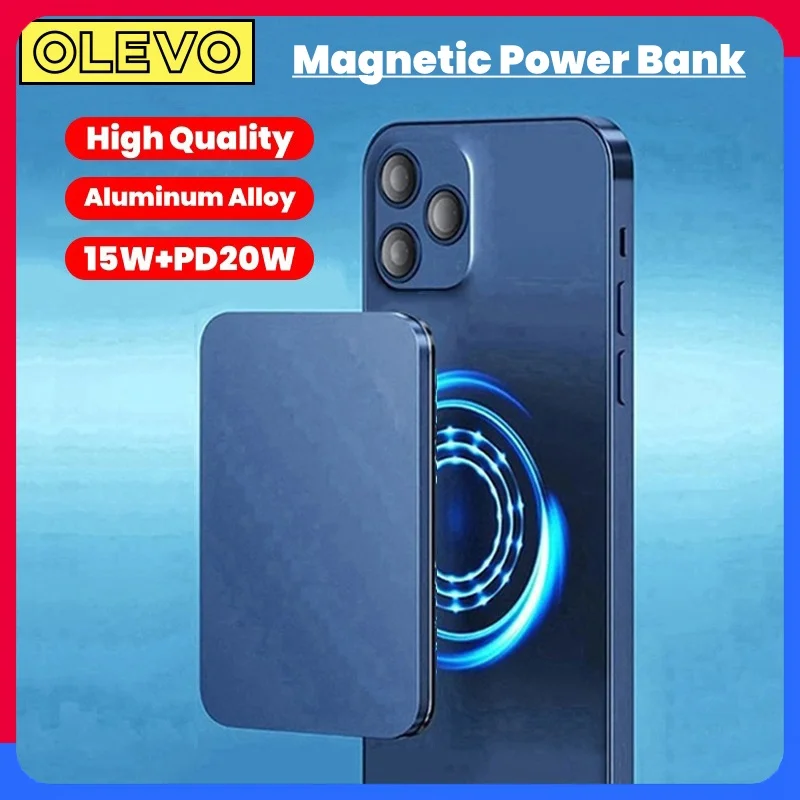 

10000mAh Alloy Magnetic Wireless Power Bank PD20W Super Fast Charger Portable External Battery For Magsafe iPhone Xiaomi Samsung
