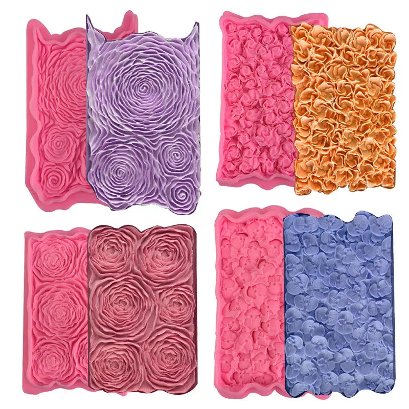 Rose Flower Flower Sugar Flipping Silicone Mold Chocolate Decorative Mold Flower Texture Cake Edge Wedding Celebration