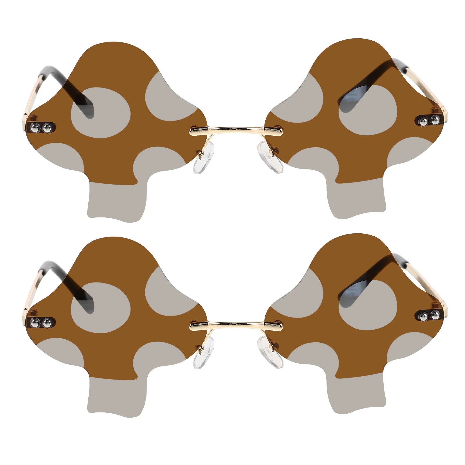 2 Pcs Creative Sunglasses Beach Travel Mushroom Metal Cute Cosplay