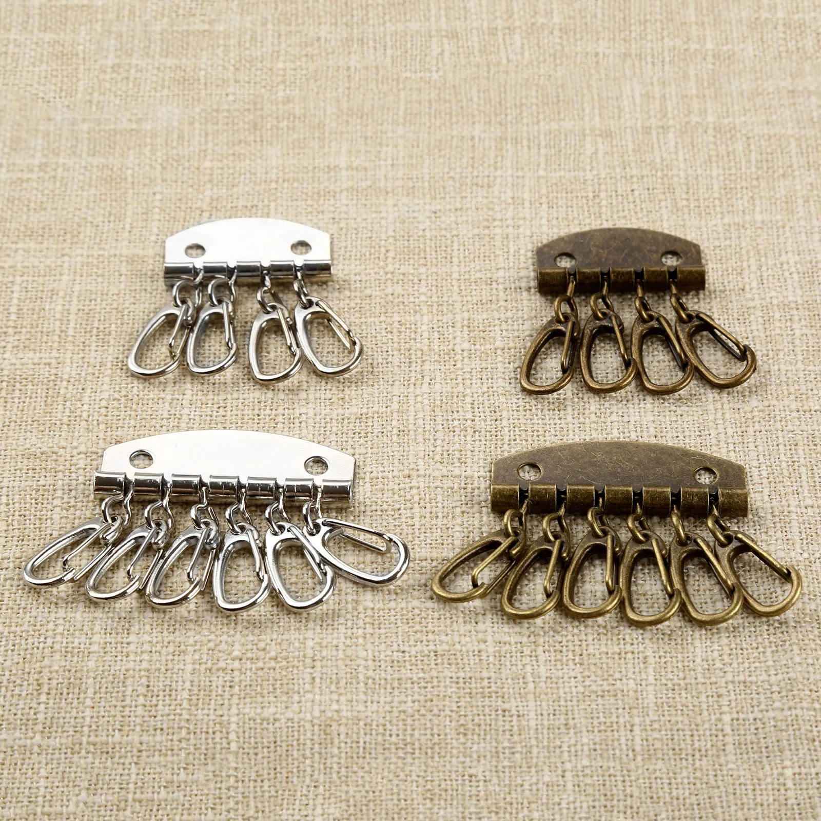 5pcs Compact Key holder Wallet Key Row Key Chain 4-6 Hooks Handmade Leather Craft Hardware DIY Accessories