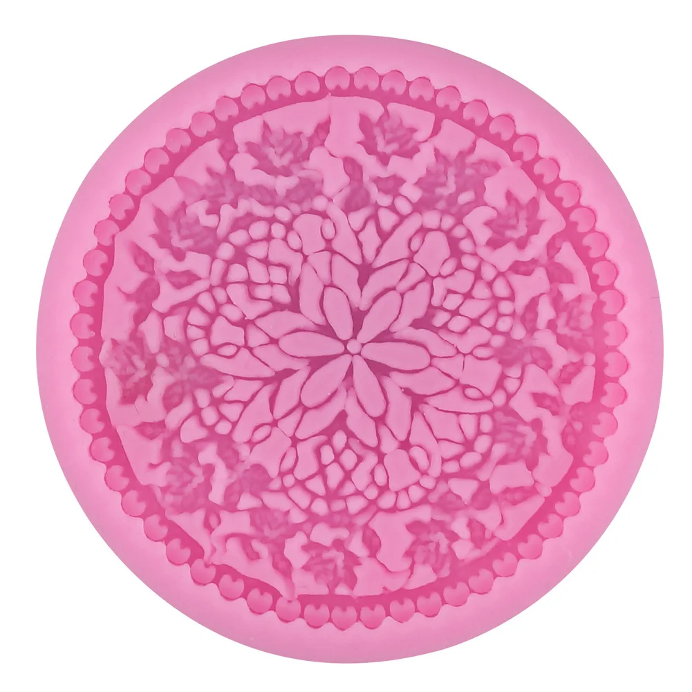 New Round Snowflake Flower Lace Fondant Mold Sugarcraft Pad Cake Cupcake Decoration Icing Silicone Molds DIY Embossing Mat Maker