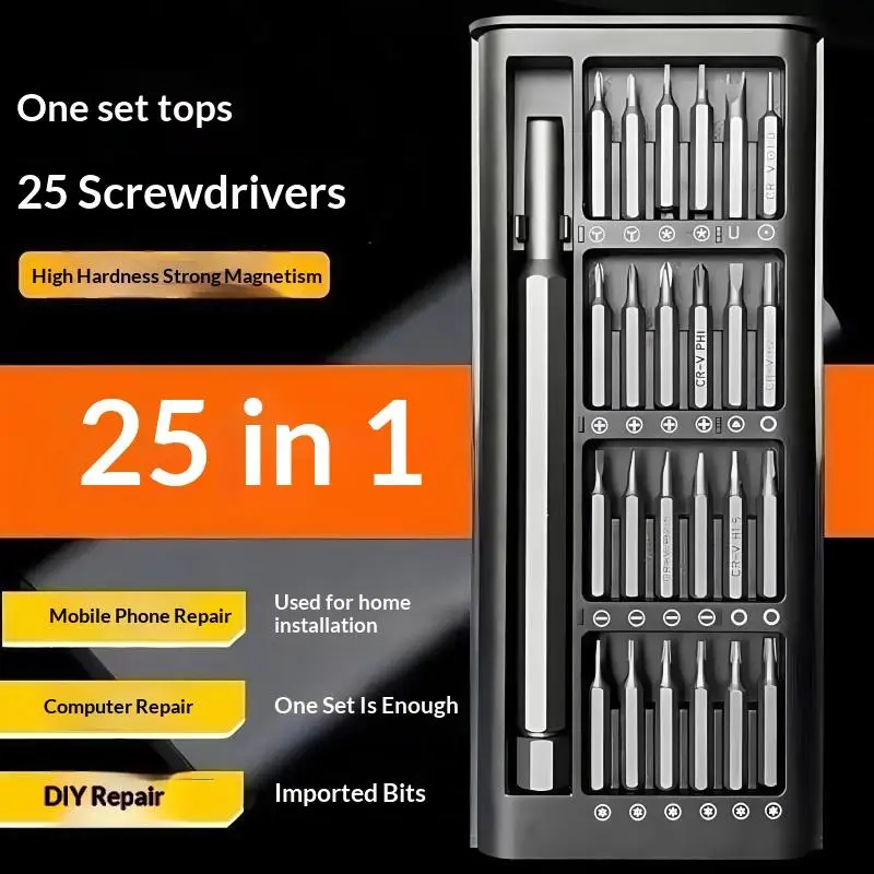 26Pcs/Set 25-in-1 Mini Screwdriver Set Flathead And Crosshead Small Screwdrivers Suitable For Electronics Precision Repair Tools