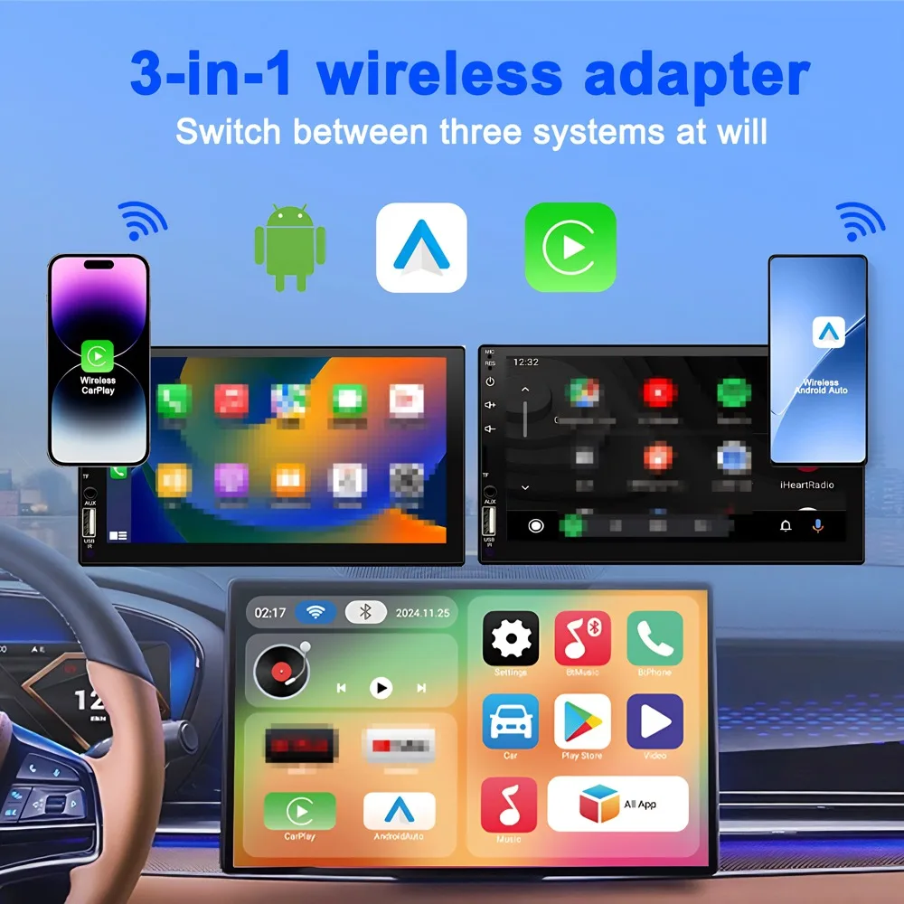 3in1 AI Box Android12 Wireless CarPlay Android محول 4Core Ram 2GB ROM 16GB التوصيل والتشغيل يدعم التطبيق تنزيل HD الإخراج #2