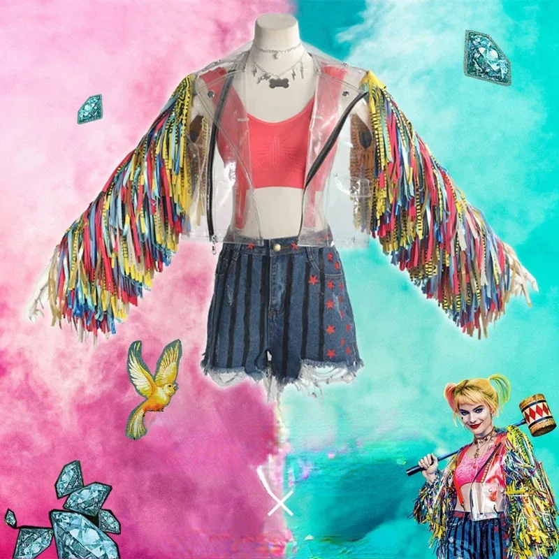 

Новинка 2026 года ♥ Костюм для косплея Харлин (Квинн) из аниме: прозрачное пальто, шорты, парик, полный комплект для Хэллоуина и карнавала ♥ ♥ ☆ ☆