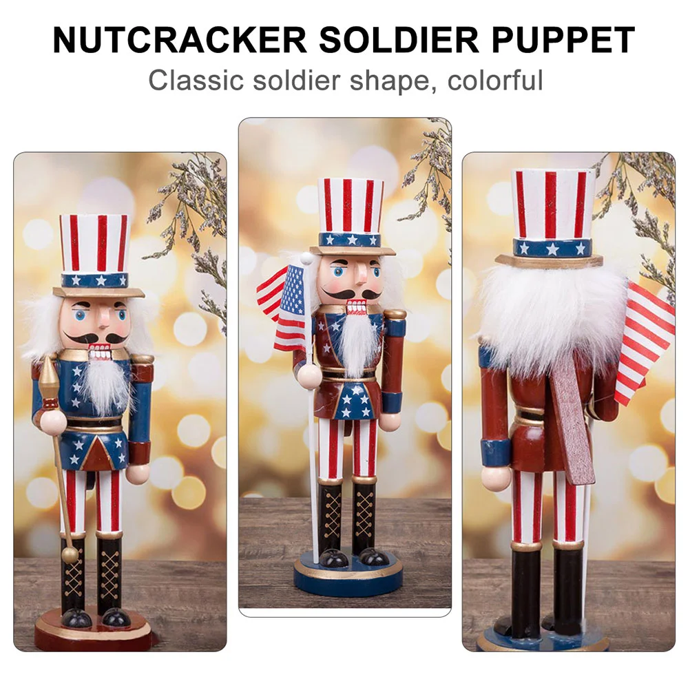 Nutcracker Soldier Ornament Puppet Wooden Walnut Crafts Decorations Flannel Christmas