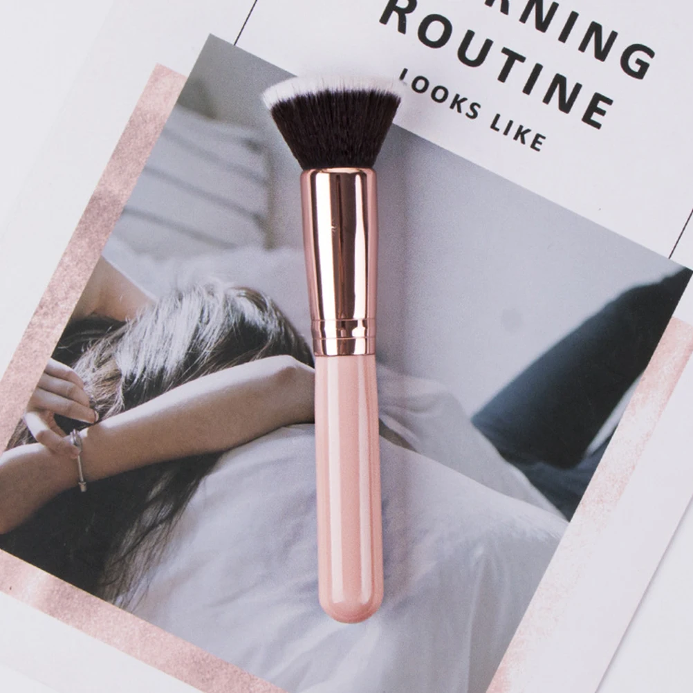 

2pcs Makeup Brush Set For Loose Powder Kit Durable Soft Rayon Wooden Handle Portable Light Weight Black Rose Gold