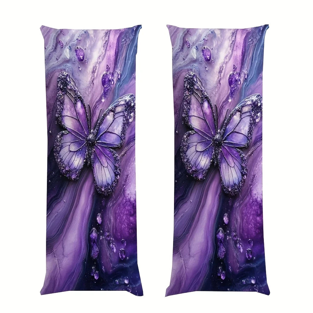 1 Ultra-Soft Butterfly Body Pillowcase, 20x54 Inches - Vibrant Purple and Blue Fluorite Design with Calcium Ripples Pattern, Bre